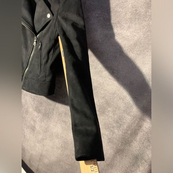 Banana Republic Faux Suede Moto Jacket Womens Black  size XS - Picture 6 of 8